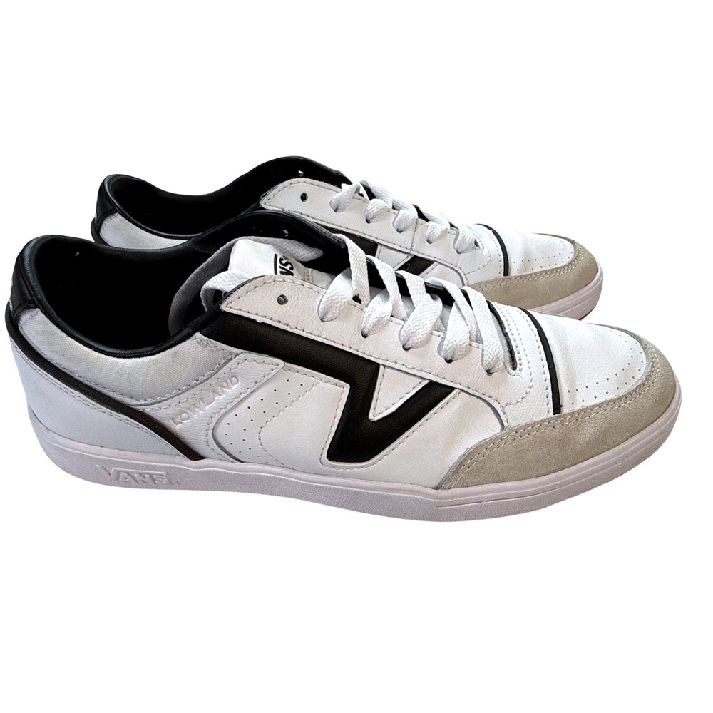 Vans Lowland CC Sneakers Mens Size 10‎ White Black Excellent ComfyCush Leather